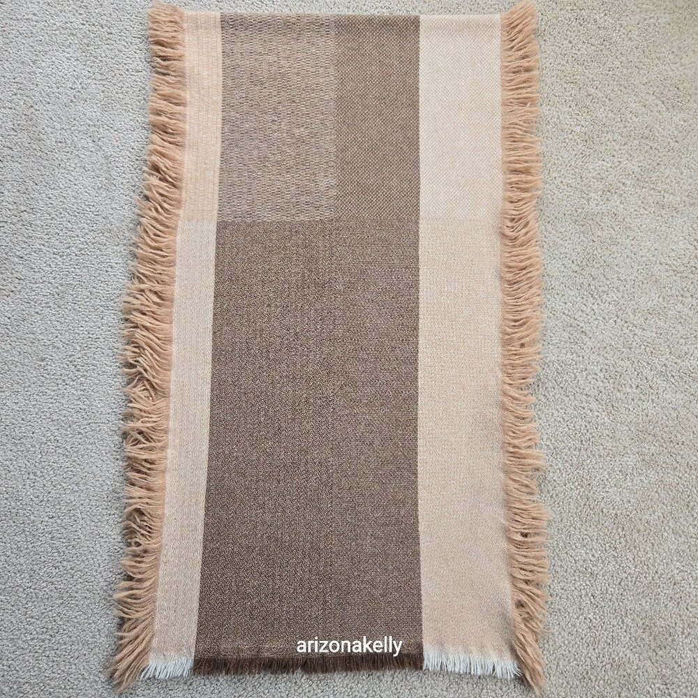 NWOT Cashmere Scarf Paneled Design Fringed On All Sides